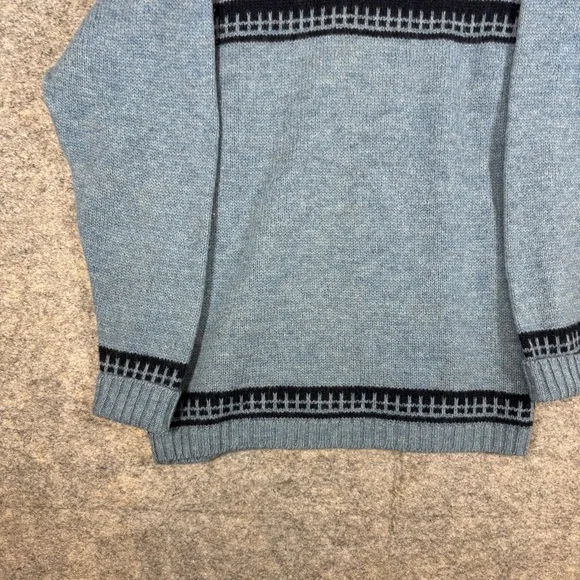 Merino Knitwear Blue Fair Isle Wool Sweater Nordic Pattern Denmark Fisherman - Picture 4 of 15